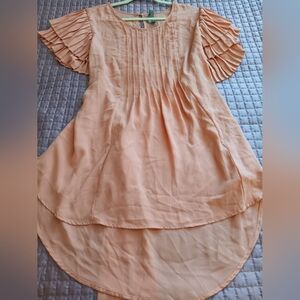 Melissa McCarthy x Seven7 Flowy Blouse Plus 1X Pink Pleated Tie Waist